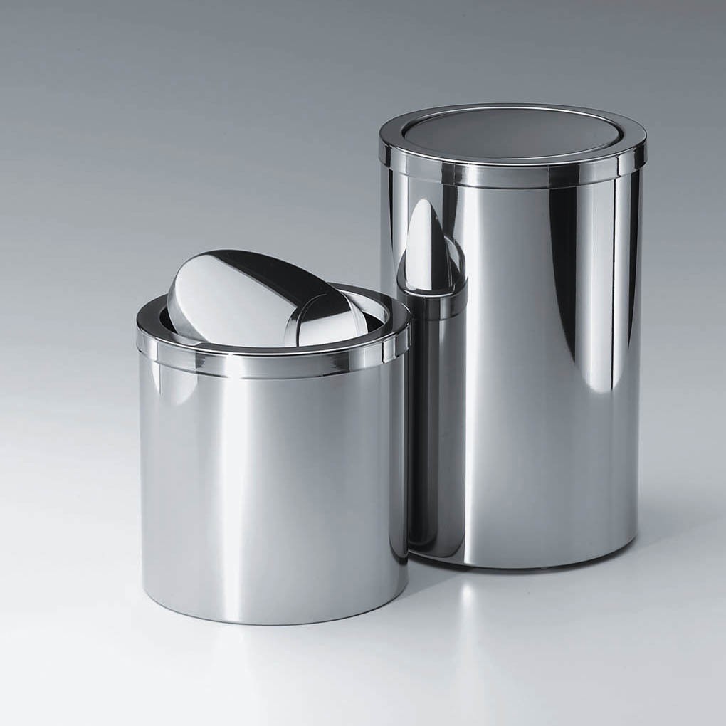 harmony 212 waste basket with revolving cover in polished stainless steel 070