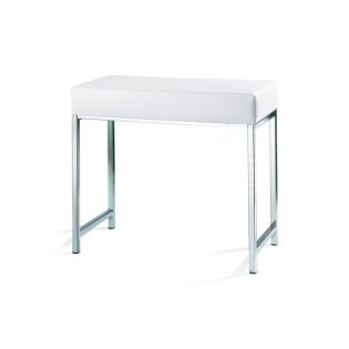 DW 66 Leather Vanity Bench with Polished Chrome Legs