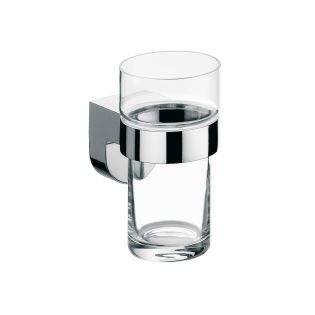 Mundo 3320.001.00 Wall Mounted Clear Crystal Glass Toothbrush Holder with Polished Chrome Holder