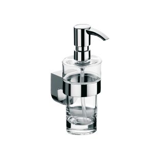 Mundo 3321.001.01 Wall Mounted Clear Crystal Glass Soap Dispenser, Polished Chrome Pump