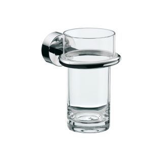 Rondo2 4520.001.00 Wall Mounted Clear Crystal Glass Toothbrush Holder with Polished Chrome Holder