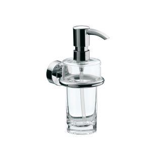 Rondo2 4521.001.00 Wall Mounted Clear Crystal Glass Soap Dispenser with Polished Chrome Holder and Pump