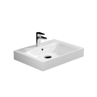 Cento 3531 Rectangular Ceramic ADA Compliant Vessel or Wall Mounted Bathroom Sink in Glossy White, 23.6"