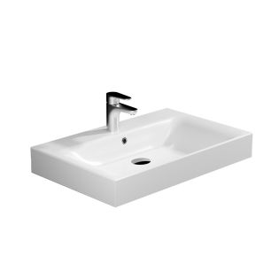 Cento 3532 Rectangular Ceramic ADA Compliant Vessel or Wall Mounted Bathroom Sink in Glossy White, 27.6"