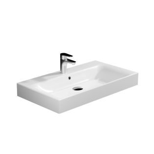 Cento 3533 Rectangular Ceramic ADA Compliant Vessel or Wall Mounted Bathroom Sink in Glossy White, 31.5"