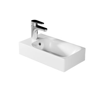 Cento 3537 Small Rectangular Ceramic Vessel or Wall Mounted Bathroom Sink in Glossy White, 17.7"