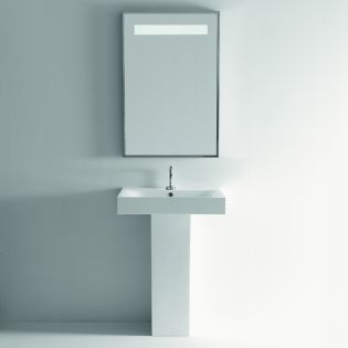 Cento 3570+3530-35 Rectangular Ceramic Pedestal Bathroom Sink in White