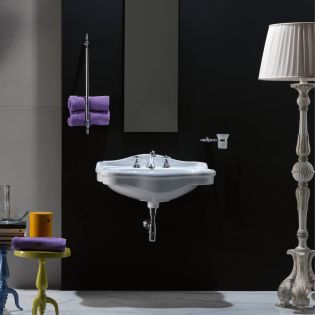 Contea 72 Classical Wall Mounted Ceramic Bathroom Sink in Glossy White, 28.3"