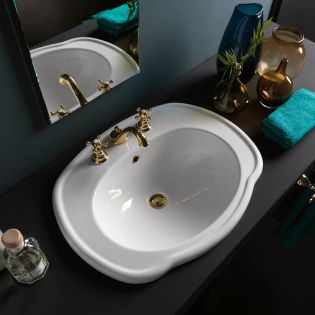 Contea 67 Ceramic Drop-in Bathroom Sinkin Glossy White, 26.4"