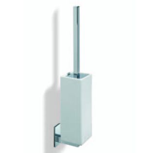 Glue L 307Q Wall Mounted Toilet Brush Holder in Polished Chrome, Ceramic Holder