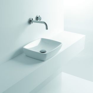 H10 40C 81080 Rectangular Ceramic Vessel Bathroom Sink in Glossy White, 15.7"