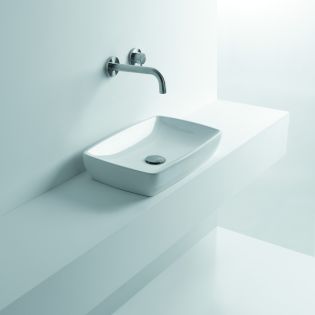 H10 50C 81081 Rectangular Ceramic Vessel Bathroom Sink in Glossy White, 19.6"