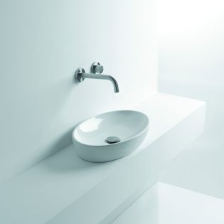 H10 50C 82081 Oval Ceramic Vessel Bathroom Sink in Glossy White, 19.6"