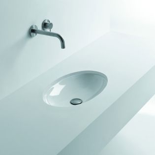 H10 50U 82081 Oval Ceramic Undermount Bathroom Sink in Glossy White, 19.6"