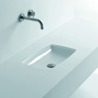 H10 50U 81081 Rectangular Ceramic Undermount Bathroom Sink in Glossy White, 19.6"