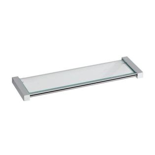 Metric 38.50.40.021 Wall Mounted Clear Glass Bathroom Shelf, Brushed Stainless Steel, 15.7"