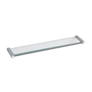 Metric 38.50.60.002 Wall Mounted Clear Glass Bathroom Shelf, Brushed Stainless Steel, 23.6"