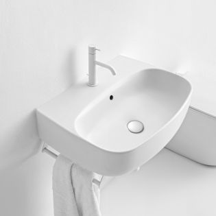 Nolita 5341 U-Shaped Ceramic Vessel or Wall Mounted Bathroom Sink, 23.6"