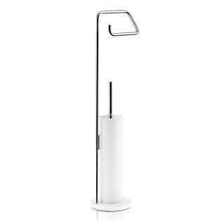 Stone SBK Freestanding Toilet Brush Holder in Polished Chome, Matte White Holder