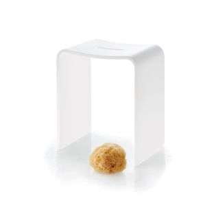 Stone Stool Shower Stool in Matte White