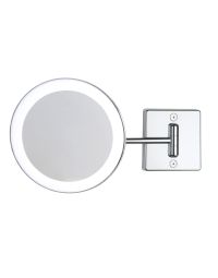 Discolo LED C35/1 Round Wall Mounted LED Lighted Magnifying Makeup Mirror in Polished Chrome, Hard-Wired, 3x Magnification