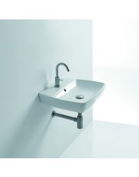 H10 50R 81091 Rectangular Ceramic Vessel or Wall Mounted Bathroom Sink in Glossy White, 19.6"