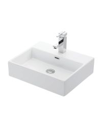 Quattro 50 Rectangular Ceramic Vessel or Wall Mounted Bathroom Sink, 19.5"