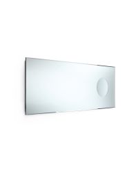 Speci 5667 Rectangular Beveled Edge Bathroom Wall Mirror, Stainless Steel Frame, with Integrated 3x Magnifying Mirror, 43.3" x 17.3"