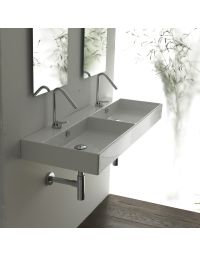 Unlimited 120 Rectangular ADA Compliant Double Vessel or Wall Mounted Bathroom Sink, 47.2"