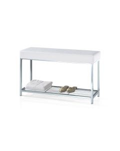 DW 67 Leather Vanity Bench with Polished Chrome Legs