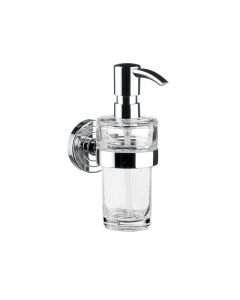 Polo 0721.001.01 Wall Mounted Clear Crystal Glass Soap Dispenser with Polished Chrome Holder and Pump