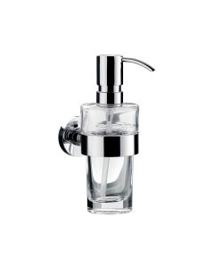 Eposa 0821.001.01 Wall Mounted Clear Crystal Glass Soap Dispenser, Polished Chrome Pump