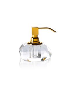 DW KR SSP Freestanding Crystal Glass Soap Dispenser, Gold Pump