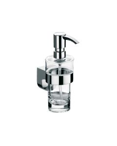 Mundo 3321.001.01 Wall Mounted Clear Crystal Glass Soap Dispenser, Polished Chrome Pump