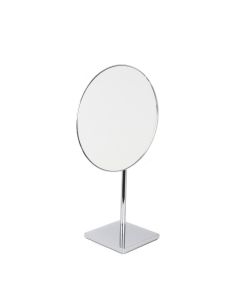 Discolo 39/1 Round Freestanding Magnifying Makeup Mirror in Polished Chrome, 3x Magnification