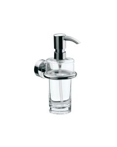 Rondo2 4521.001.00 Wall Mounted Clear Crystal Glass Soap Dispenser with Polished Chrome Holder and Pump