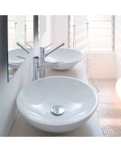 Acquaio 53699 Round Ceramic Vessel Bathroom Sink in Glossy White, 17.3"