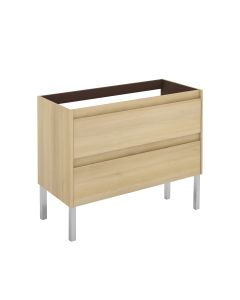 Ambra 100F Base Freestanding Bathroom Vanity in Nordic Oak, with Chrome Legs, Base Only, 39.4"