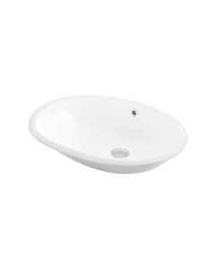 Basic 4010 Ceramic Undermount Bathroom Sink in Glossy White, 22.4"