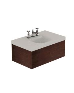 Bentley 3936C Wall Mounted / Floating Bathroom Vanity in Darkened Ash Wood, Includes Integrated Ceramic Sink, 31.5"