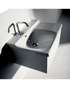 Buddy 3402+9107 Wall Mounted / Floating Bathroom Vanity in White, Includes Integrated Ceramic Sink, 23.6"