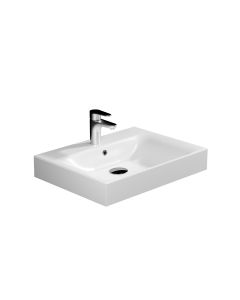 Cento 3531 Rectangular Ceramic ADA Compliant Vessel or Wall Mounted Bathroom Sink in Glossy White, 23.6"