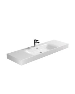 Cento 3535 Rectangular Ceramic ADA Compliant Vessel or Wall Mounted Bathroom Sink in Glossy White, 55.1"