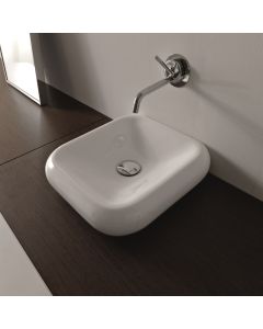 Cento 3542 Ceramic Vessel or Wall Mounted Bathroom Sink in Glossy White, 15.7"