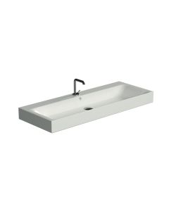 Cento 3583 Rectangular Ceramic Vessel or Wall Mounted Bathroom Sink in Glossy White, 39.4"