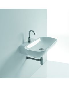 Ciotola 50W Ceramic Vessel or Wall Mounted Bathroom Sink in Glossy White, 19.6"