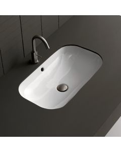 Ciotola 66U Ceramic Undermount Bathroom Sink in Glossy White, 26.1"