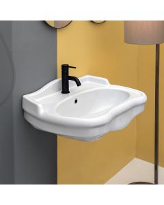 Contea 64 Classical Wall Mounted Ceramic Bathroom Sink in Glossy White, 25.6"