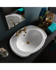 Contea 67 Ceramic Drop-in Bathroom Sinkin Glossy White, 26.4"