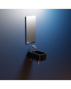 Cosa Mini 48F Small Ceramic Wall Mounted Bathroom Sink, 18.9", Front Facing